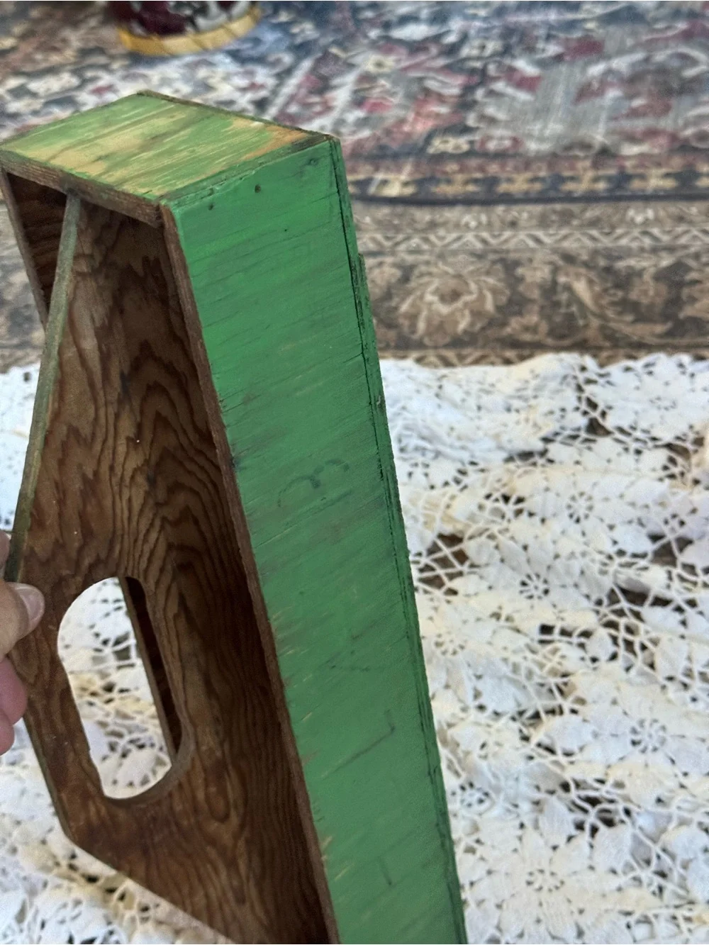 Vintage Wooden Plaster Float Green Primitive Carpenter Tool Farmhouse Decor